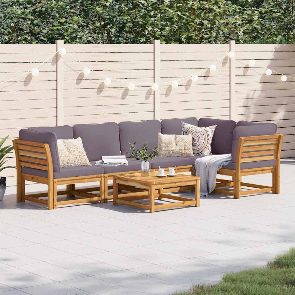 vidaXL 6-tlg. Garten-Lounge-Set mit Kissen Massivholz Akazie