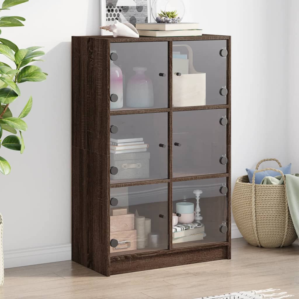 vidaXL Highboard mit Türen Braun Eiche-Optik 68x37x109cm Holzwerkstoff