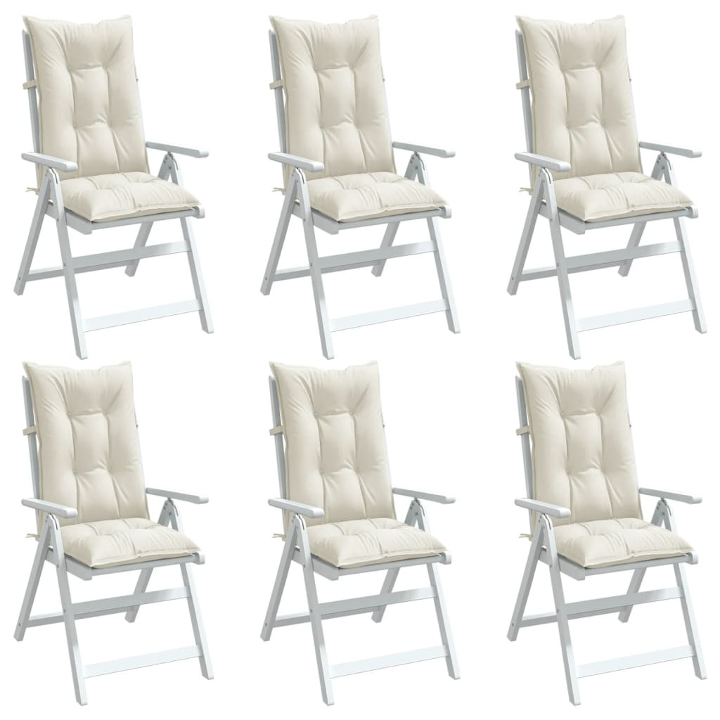 vidaXL Hochlehner-Auflagen 6 Stk. Melange Creme 120x50x7 cm Stoff