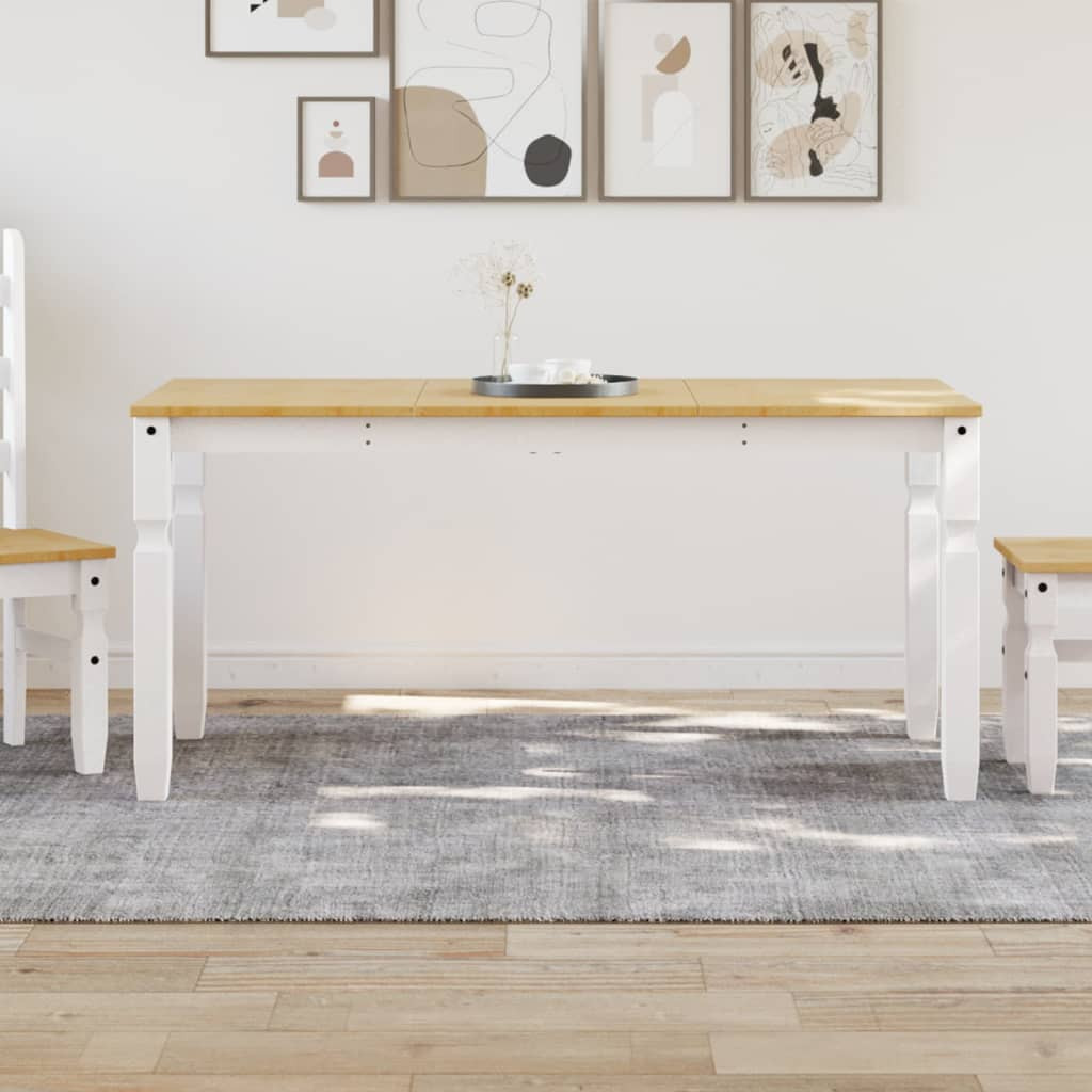 vidaXL Esstisch Corona Weiß 160x80x75 cm Massivholz Kiefer
