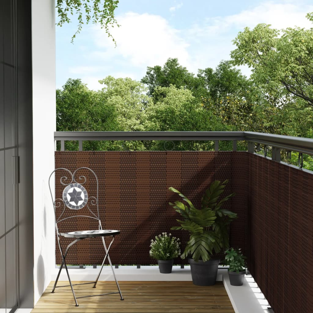 vidaXL Balkon-Sichtschutz Braun und Schwarz 300x100 cm Poly Rattan