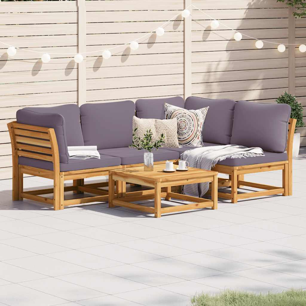 vidaXL 5-tlg. Garten-Lounge-Set mit Kissen Massivholz Akazie