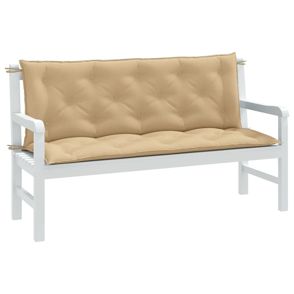 vidaXL Gartenbank-Auflagen 2 Stk. Melange Beige 150x50x7 cm Stoff
