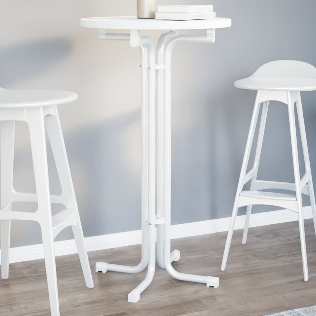 vidaXL Bartisch Weiß Ø60x110 cm Holzwerkstoff und Stahl