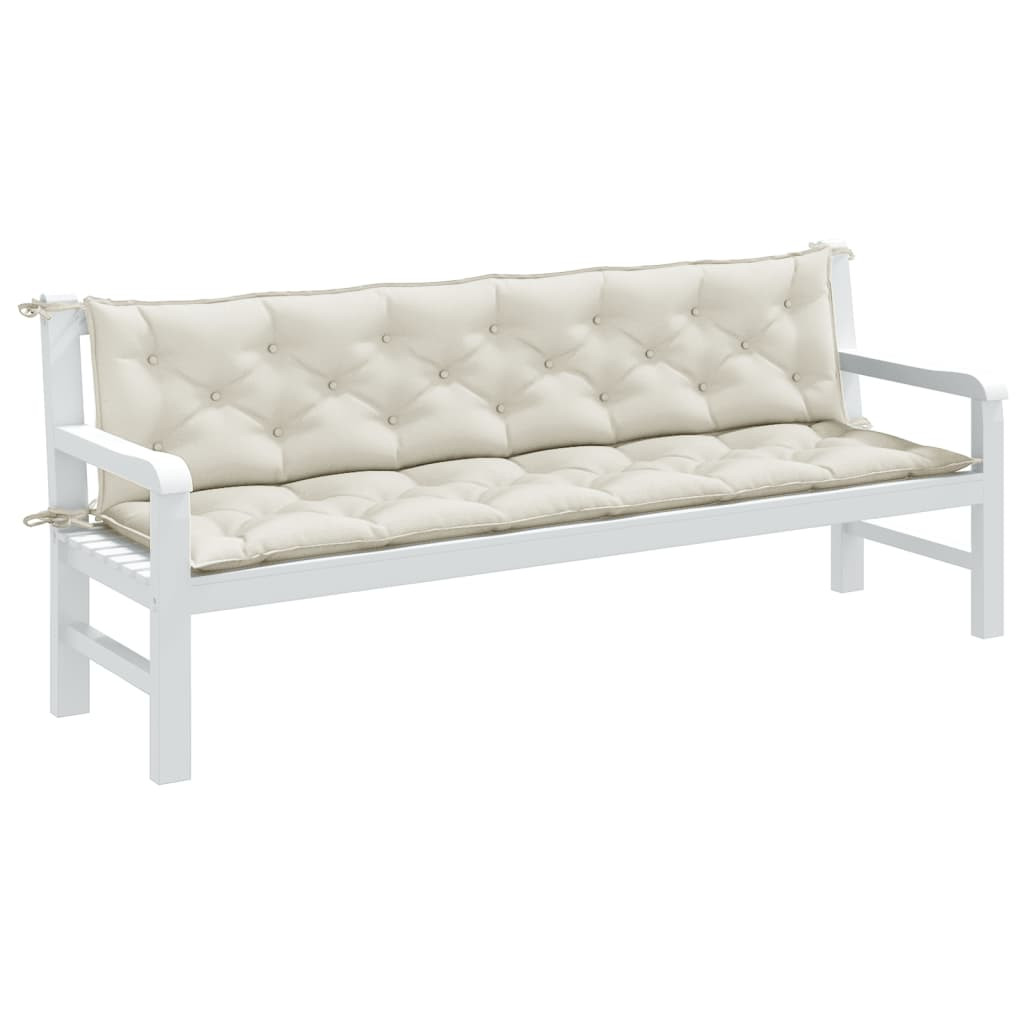vidaXL Gartenbank-Auflagen 2 Stk. Melange Creme 200x50x7 cm Stoff