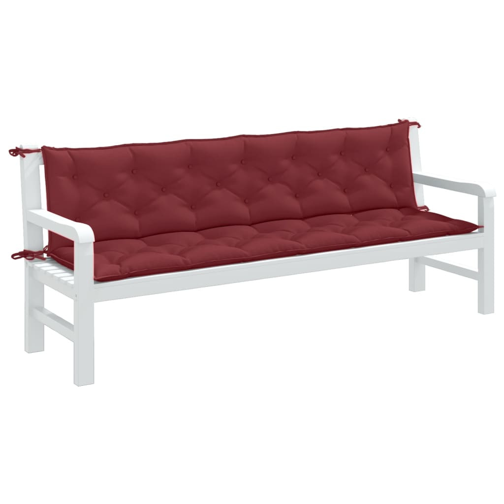 vidaXL Gartenbank-Auflagen 2 Stk. Melange Weinrot 200x50x7 cm Stoff