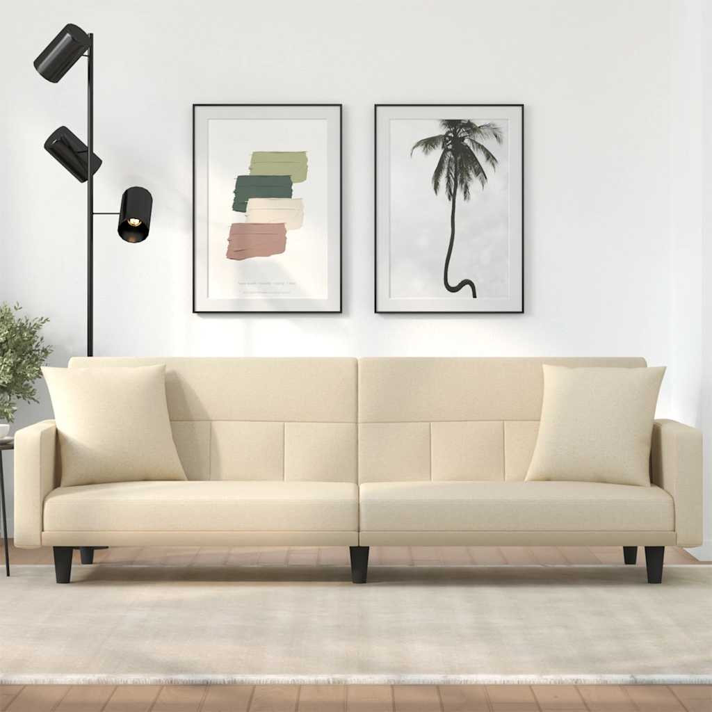 vidaXL Schlafsofa mit Kissen Creme Stoff