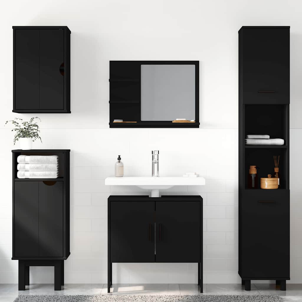 vidaXL Waschbeckenunterschrank Schwarz 60x33x60 cm Holzwerkstoff