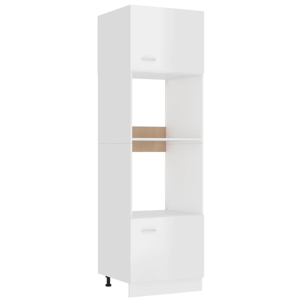 vidaXL Mikrowellenumbauschrank Lyon Hochglanz-Weiß 60x57x207 cm