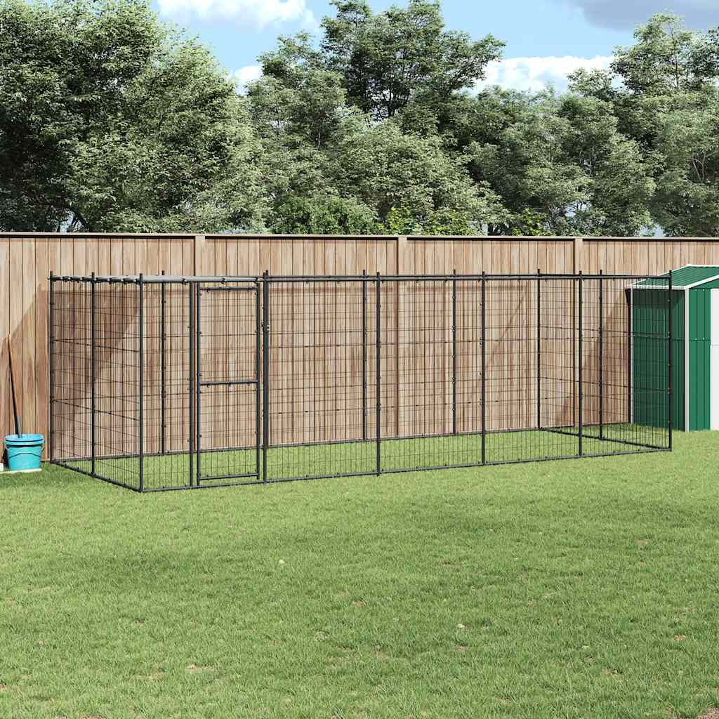 vidaXL Outdoor-Hundezwinger mit Überdachung Stahl 12,1 m²
