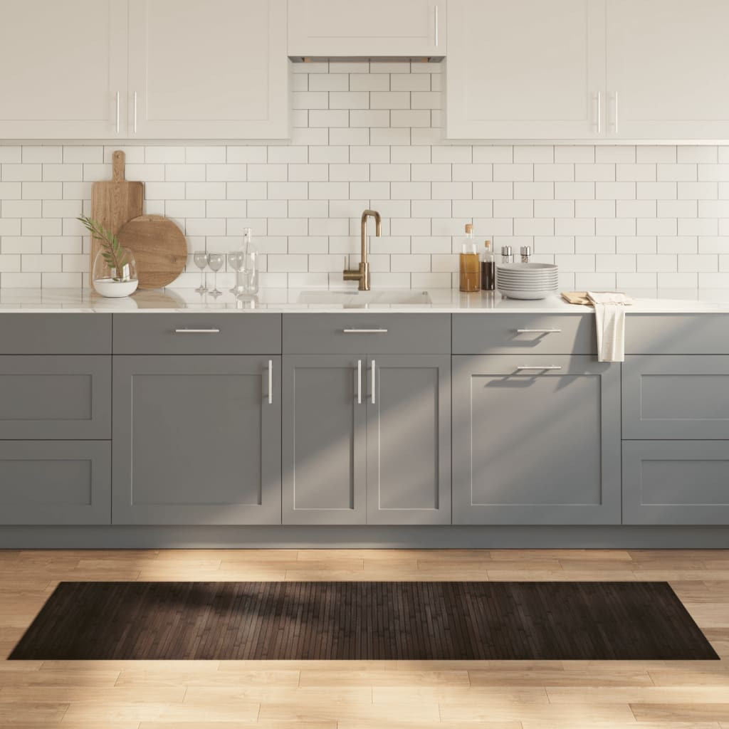 vidaXL Teppich Rechteckig Dunkelbraun 60x200 cm Bambus