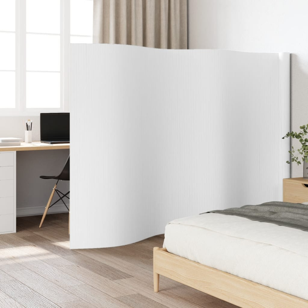 vidaXL Paravent Weiß Breite 600 cm Höhe 165 cm Bambus