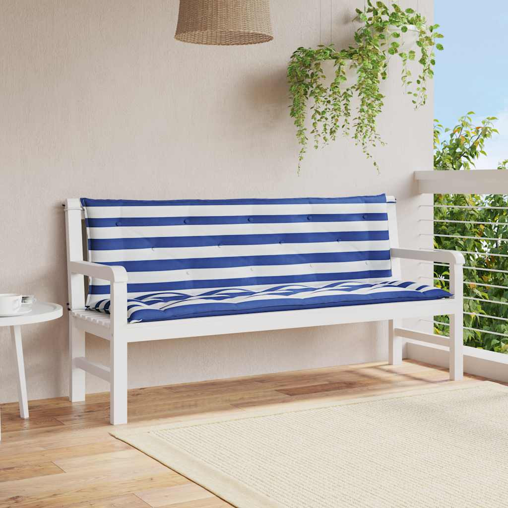vidaXL Gartenbank-Auflagen 2 Stk. Blau&Weiß Gestreift 150x50x7cm Stoff