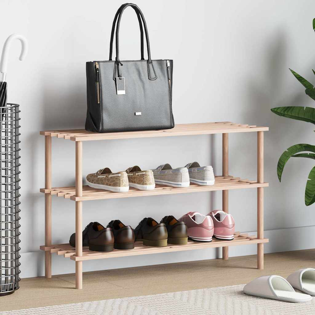 vidaXL Schuhregal mit 3 Böden Massivholz Tanne