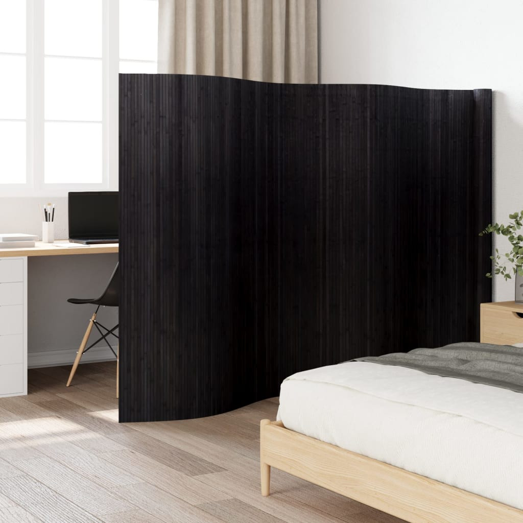 vidaXL Paravent Schwarz Breite 600 cm Höhe 165 cm Bambus