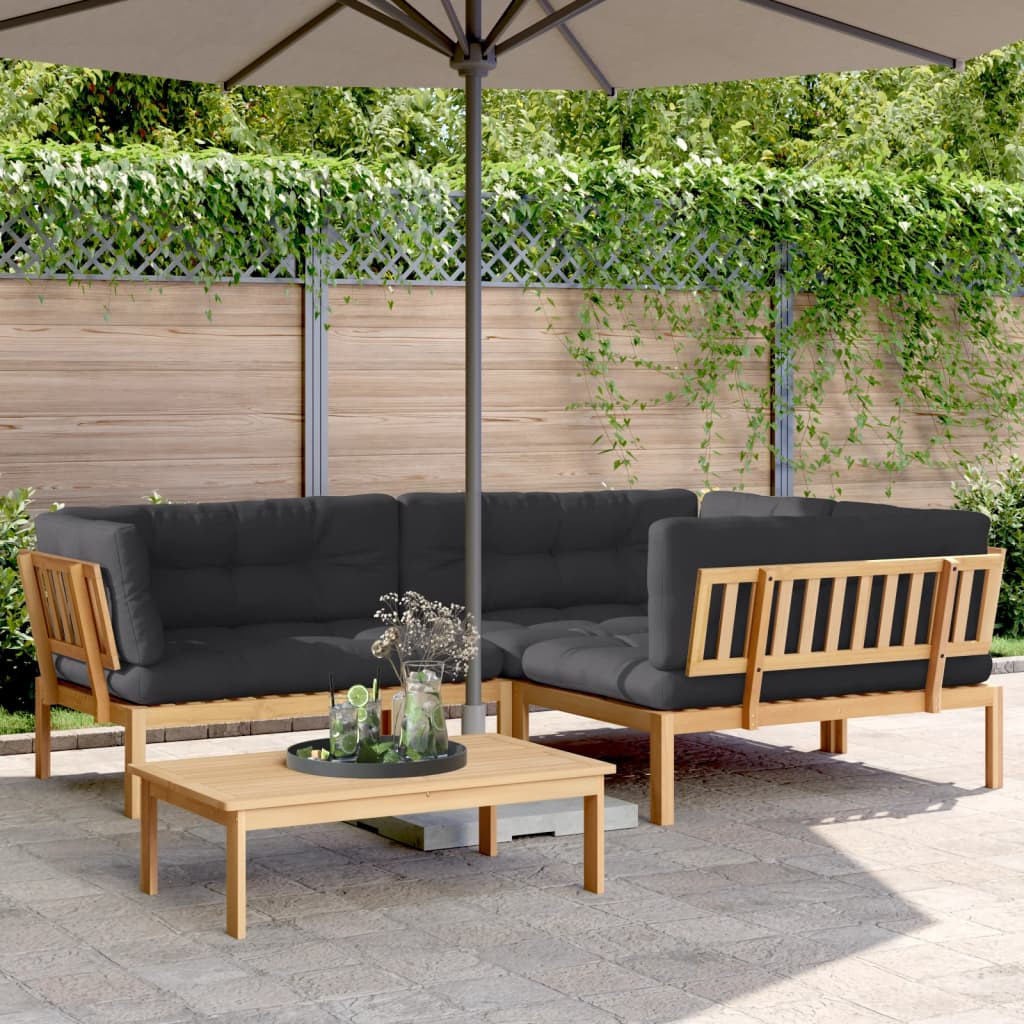 vidaXL 4-tlg. Garten-Sofagarnitur aus Paletten mit Kissen Akazienholz