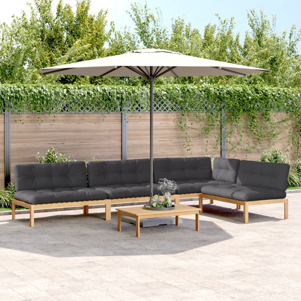 vidaXL 5-tlg. Garten-Sofagarnitur aus Paletten mit Kissen Akazienholz