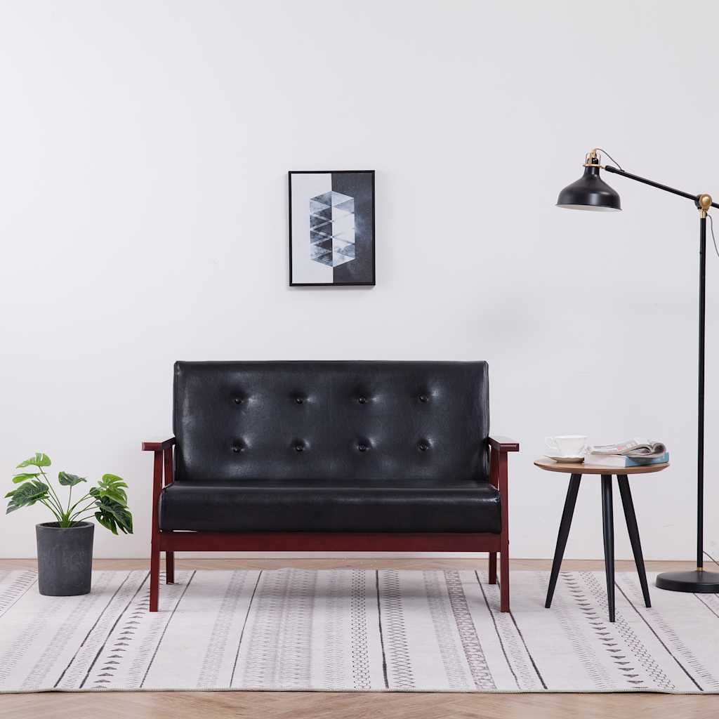 vidaXL Sofa 2-Sitzer Schwarz Kunstleder
