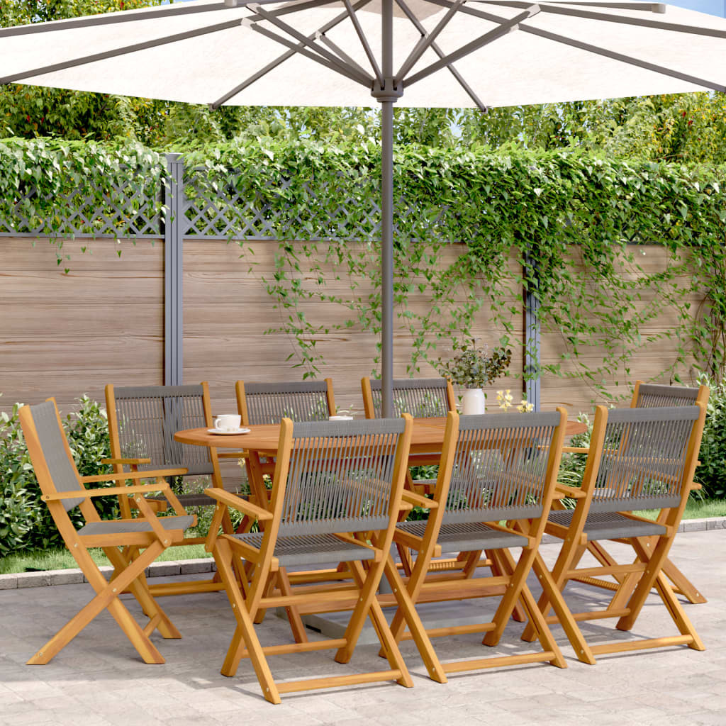 vidaXL Gartenstühle 8 Stk. Klappbar Grau Massivholz Akazie