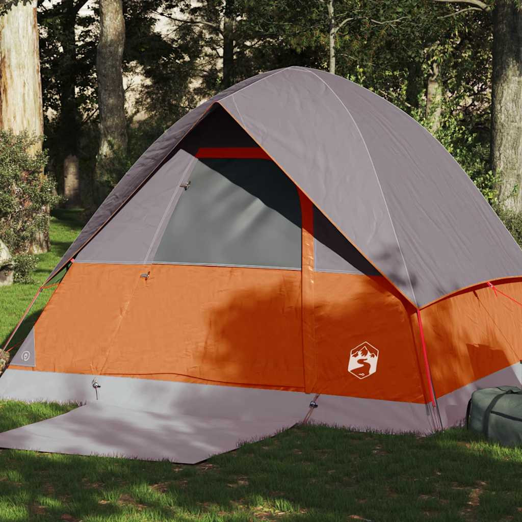 vidaXL Kuppel-Campingzelt 4 Personen Grau und Orange Wasserdicht