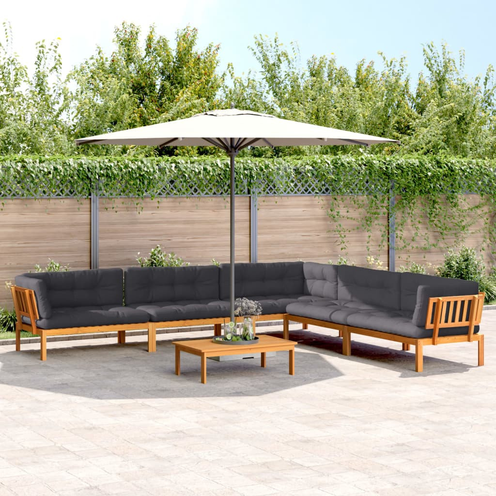 vidaXL 6-tlg. Garten-Sofagarnitur aus Paletten mit Kissen Akazienholz