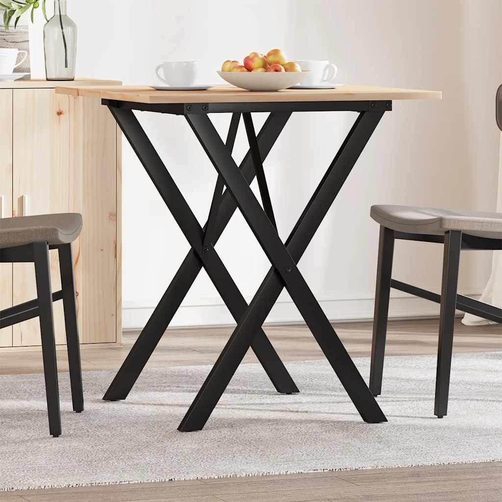 vidaXL Esstisch X-Gestell 70x70x75 cm Massivholz Kiefer und Stahl