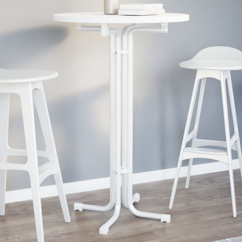vidaXL Bartisch Weiß Ø70x110 cm Holzwerkstoff und Stahl