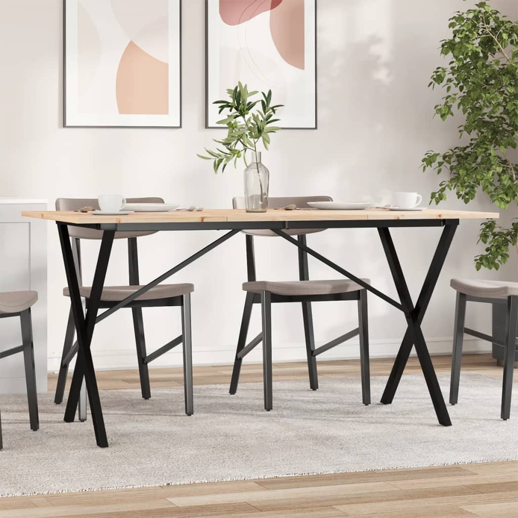 vidaXL Esstisch X-Gestell 140x80x75 cm Massivholz Kiefer und Stahl