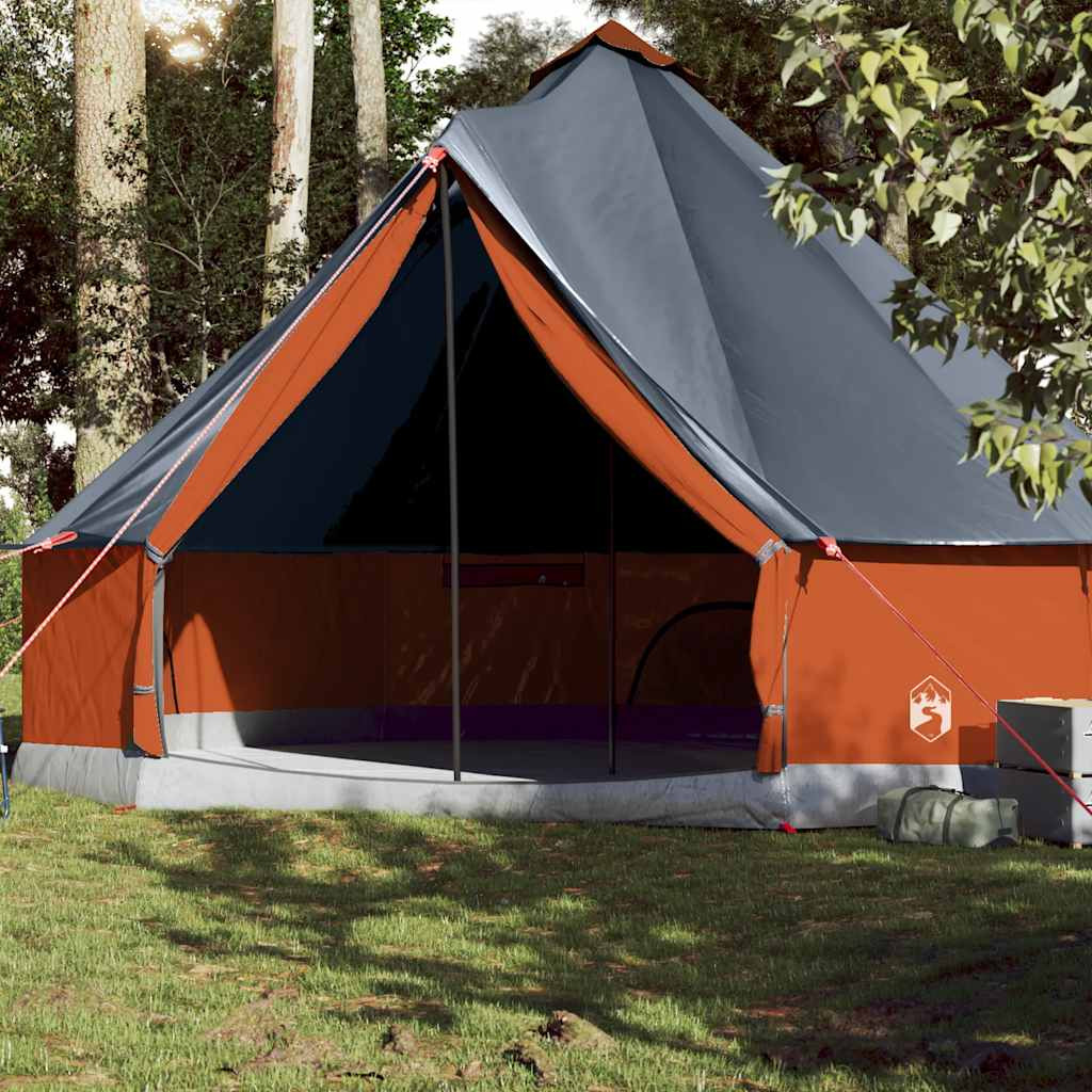 vidaXL Tipi-Familienzelt 10 Personen Grau und Orange Wasserdicht