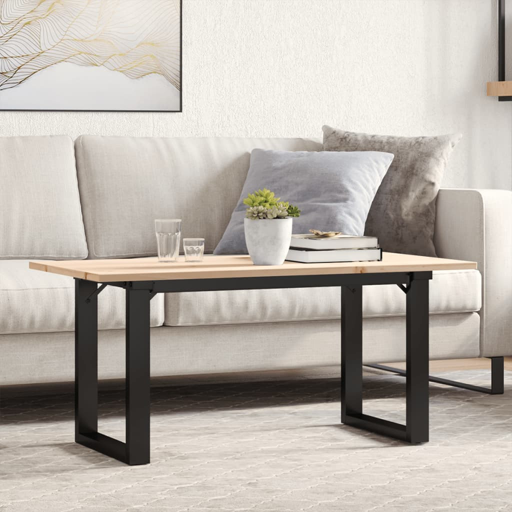 vidaXL Couchtisch O-Gestell 100x50x45 cm Massivholz Kiefer & Stahl