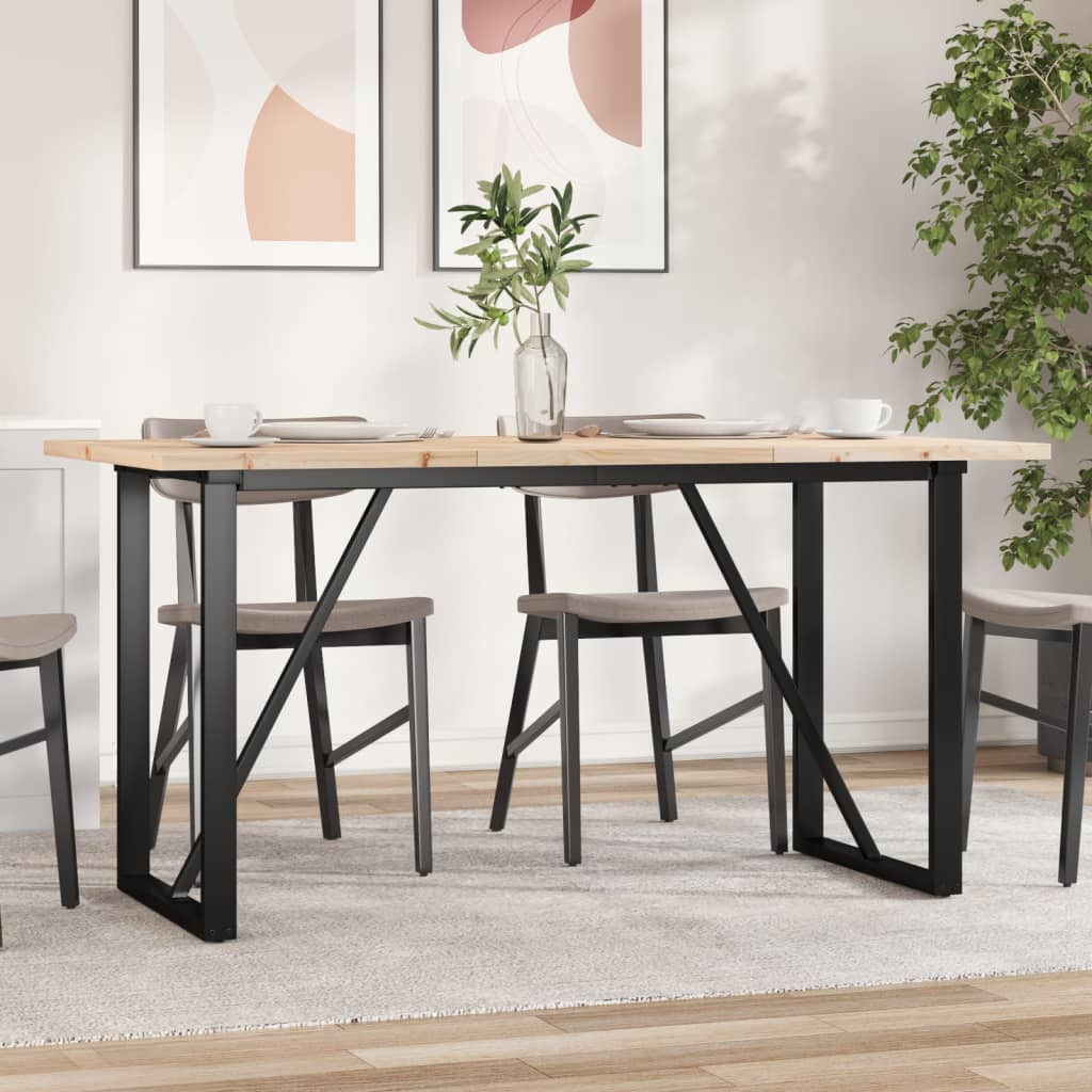 vidaXL Esstisch O-Gestell 140x80x75,5 cm Massivholz Kiefer & Stahl