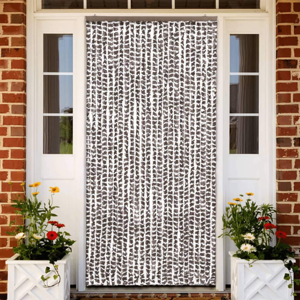 vidaXL Insektenschutz-Vorhang Taupe und Weiß 100x220 cm Chenille