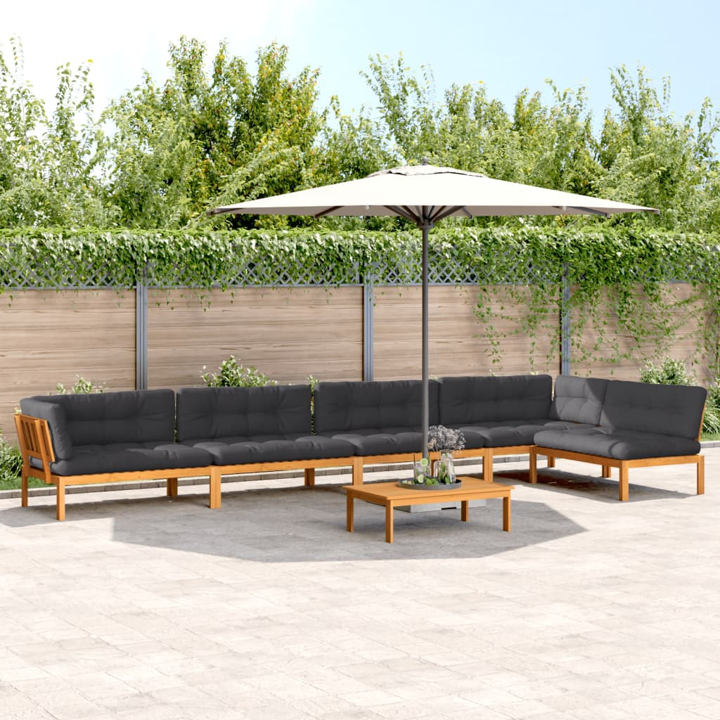 vidaXL 6-tlg. Garten-Sofagarnitur aus Paletten mit Kissen Akazienholz