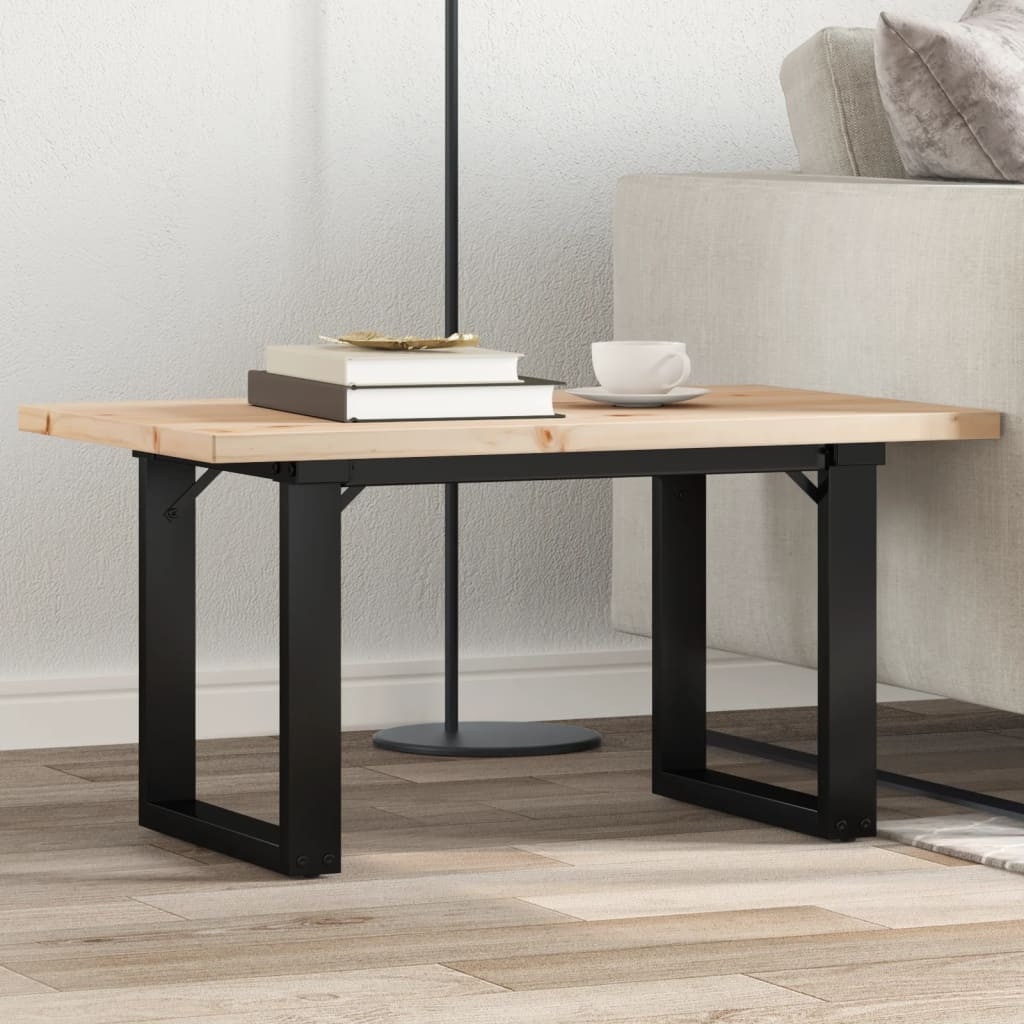 vidaXL Couchtisch O-Gestell 80x50x40,5cm Massivholz Kiefer & Stahl