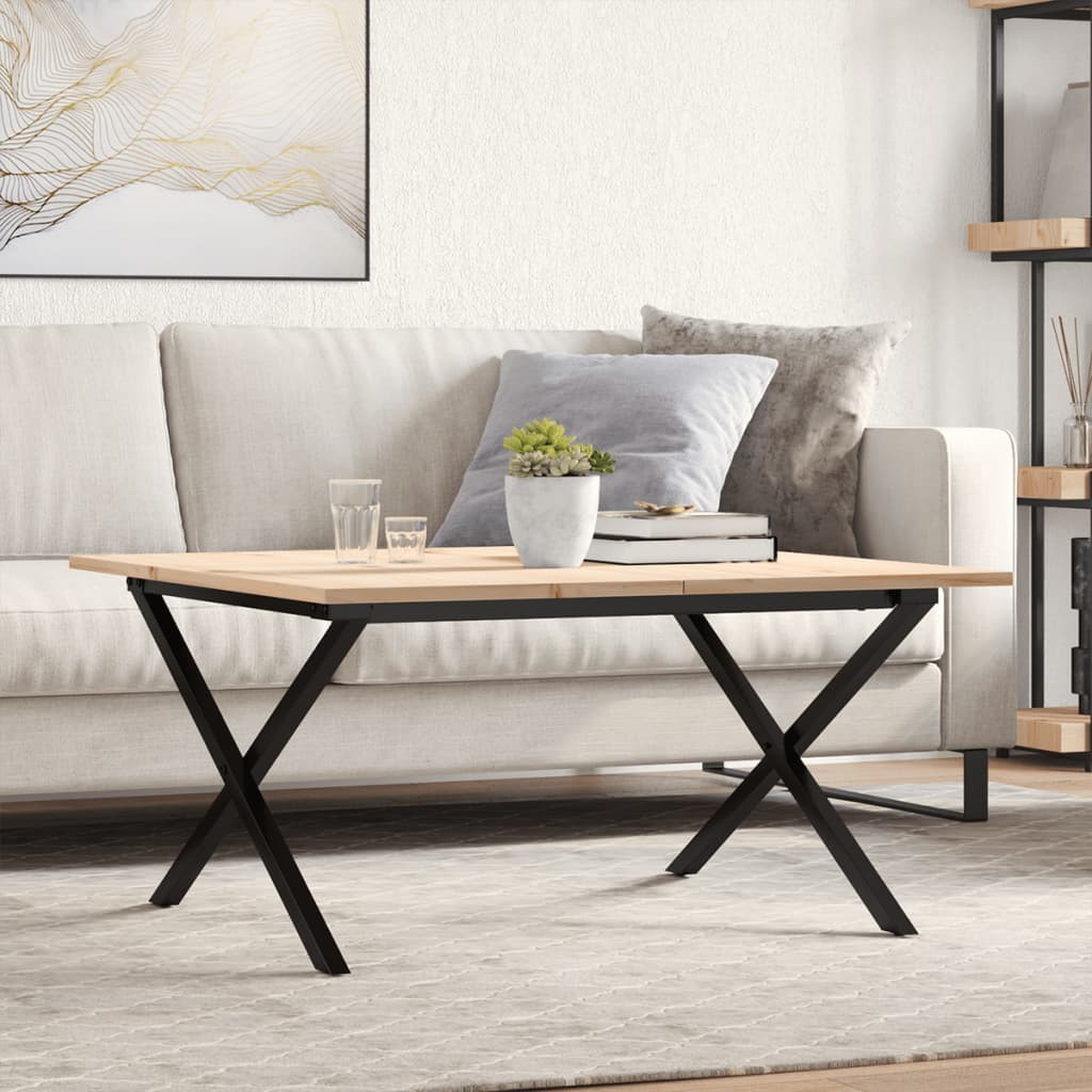 vidaXL Couchtisch X-Gestell 80x80x45cm Massivholz Kiefer und Stahl