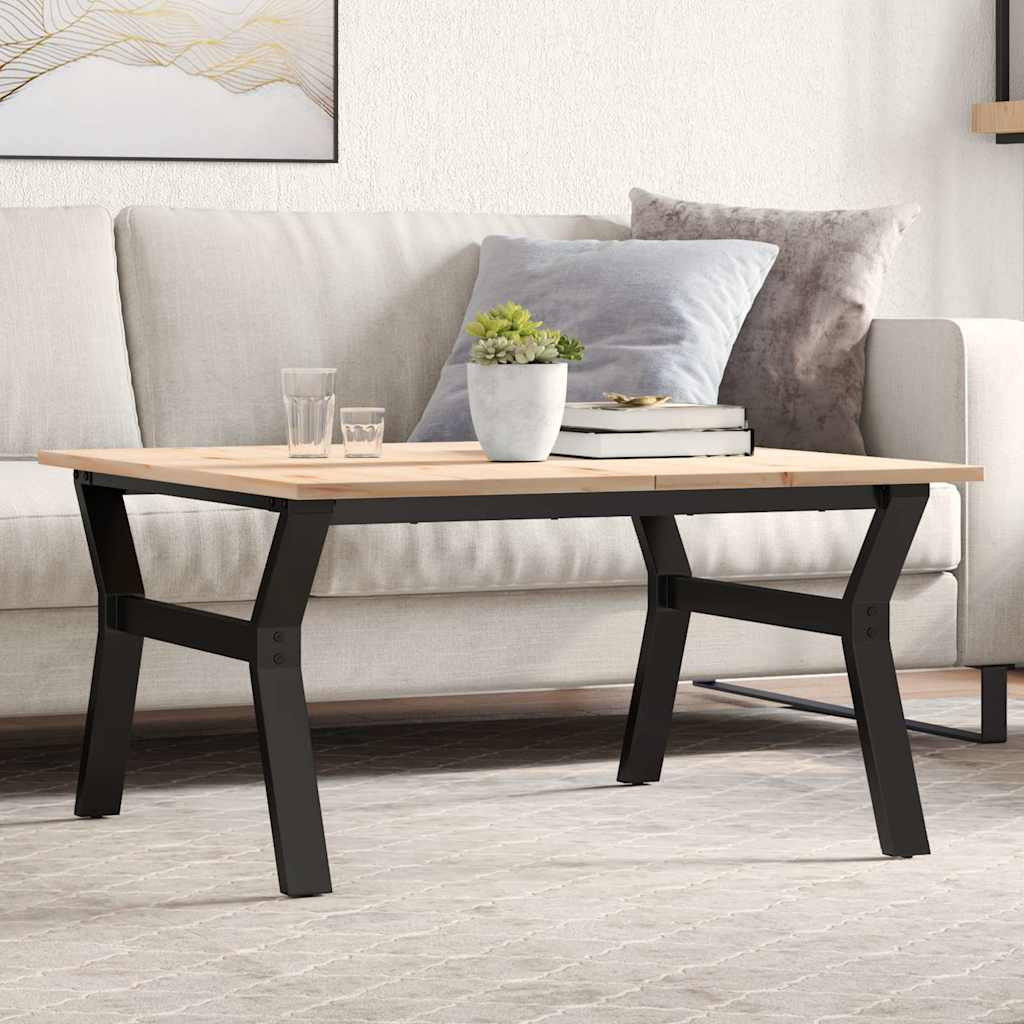vidaXL Couchtisch Y-Gestell 90x90x45cm Massivholz Kiefer und Stahl