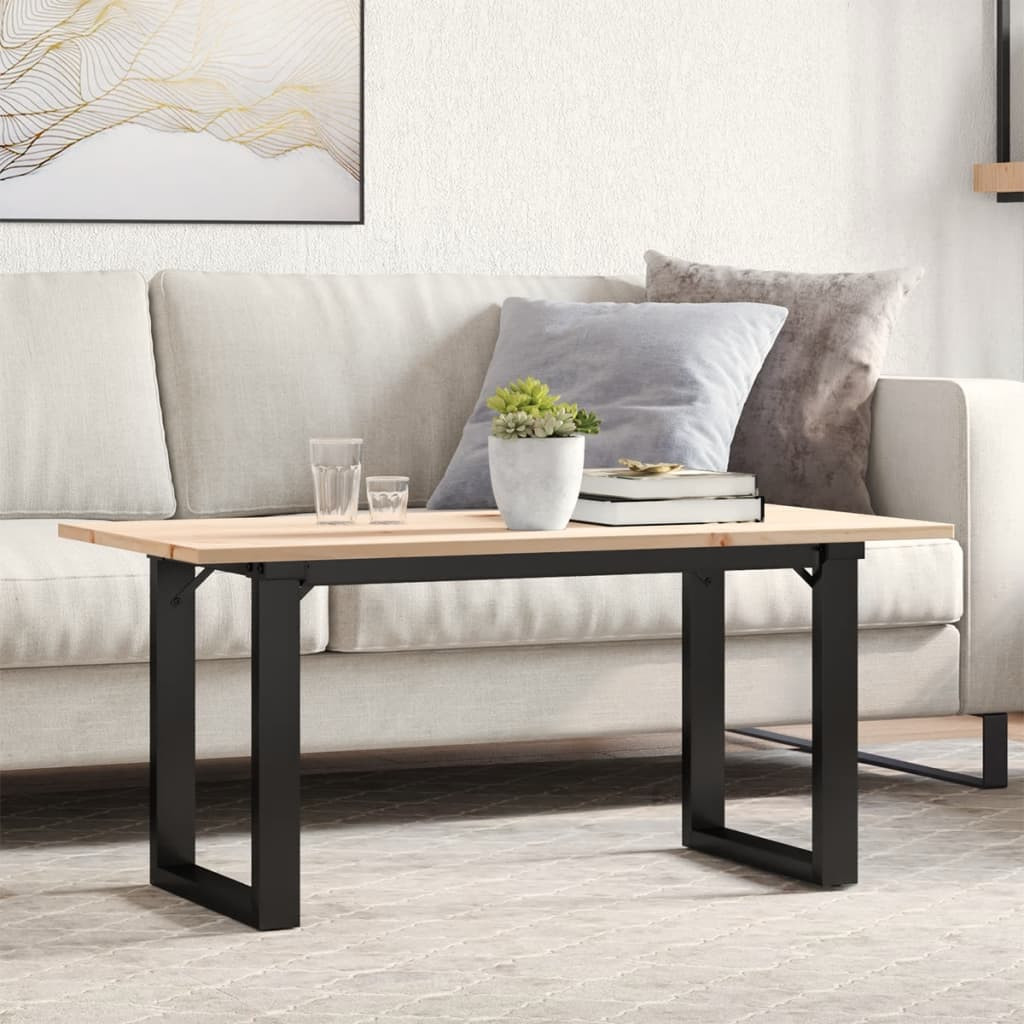 vidaXL Couchtisch O-Gestell 90x40x45cm Massivholz Kiefer und Stahl