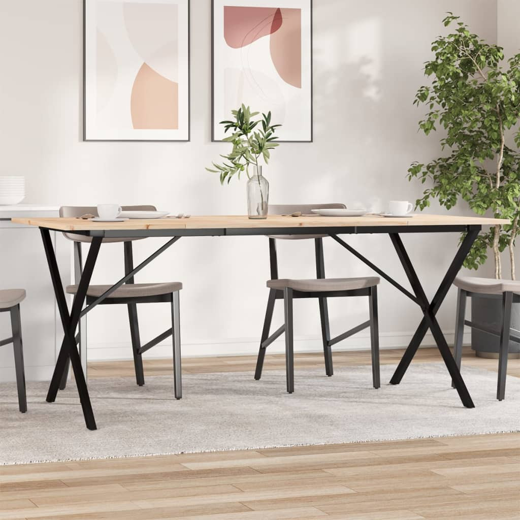 vidaXL Esstisch X-Gestell 180x90x75 cm Massivholz Kiefer und Stahl