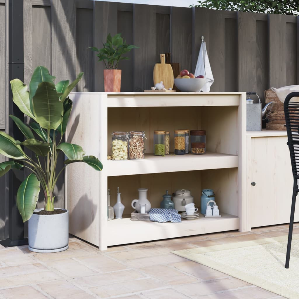 vidaXL Outdoor-Küchenschrank MEPPEL Weiß 106x55x92 cm Massivholz Kiefer