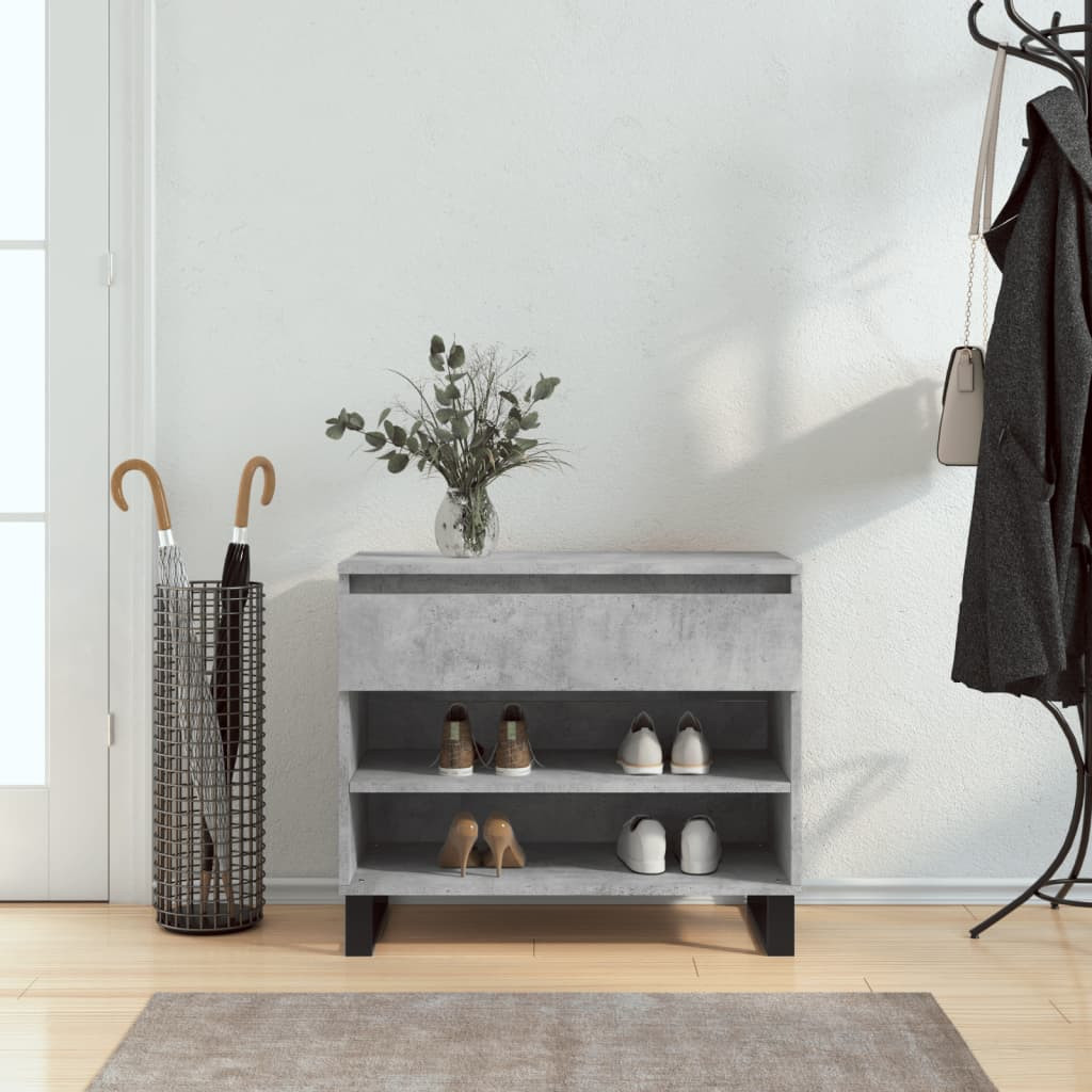 vidaXL Schuhregal Betongrau 70x36x60 cm Holzwerkstoff