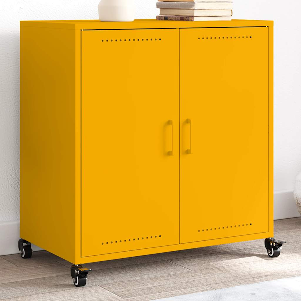 vidaXL Sideboard Senfgelb 68x39x72 cm Stahl