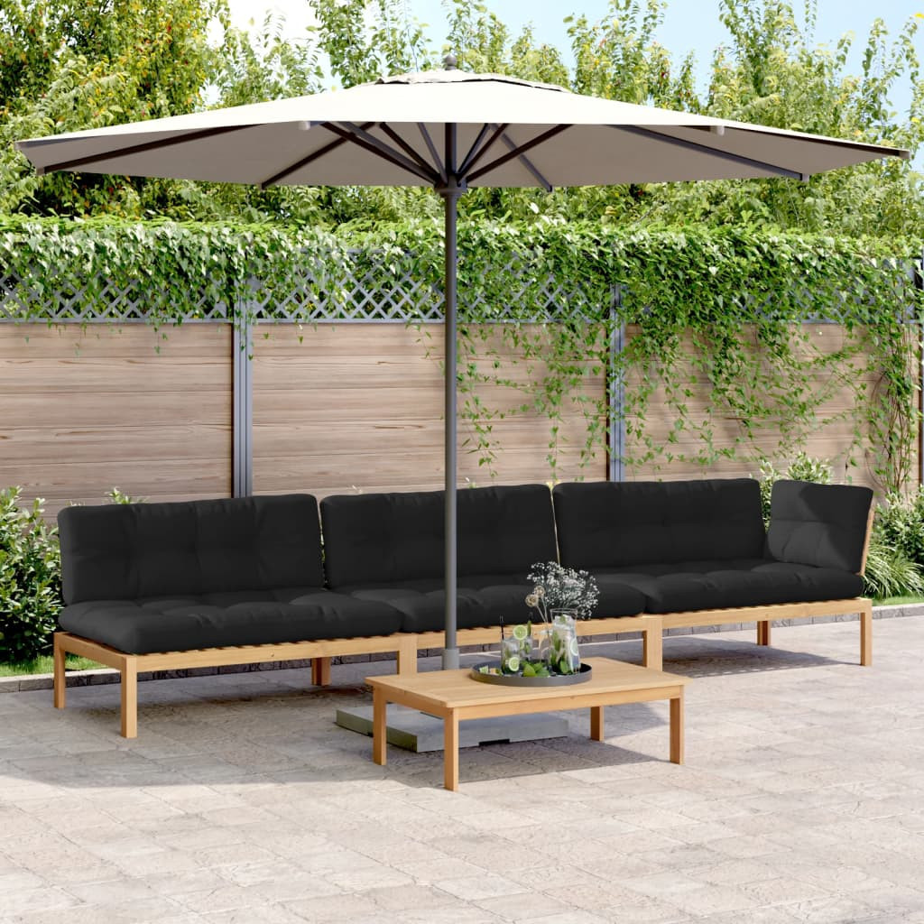 vidaXL 4-tlg. Garten-Sofagarnitur aus Paletten mit Kissen Akazienholz