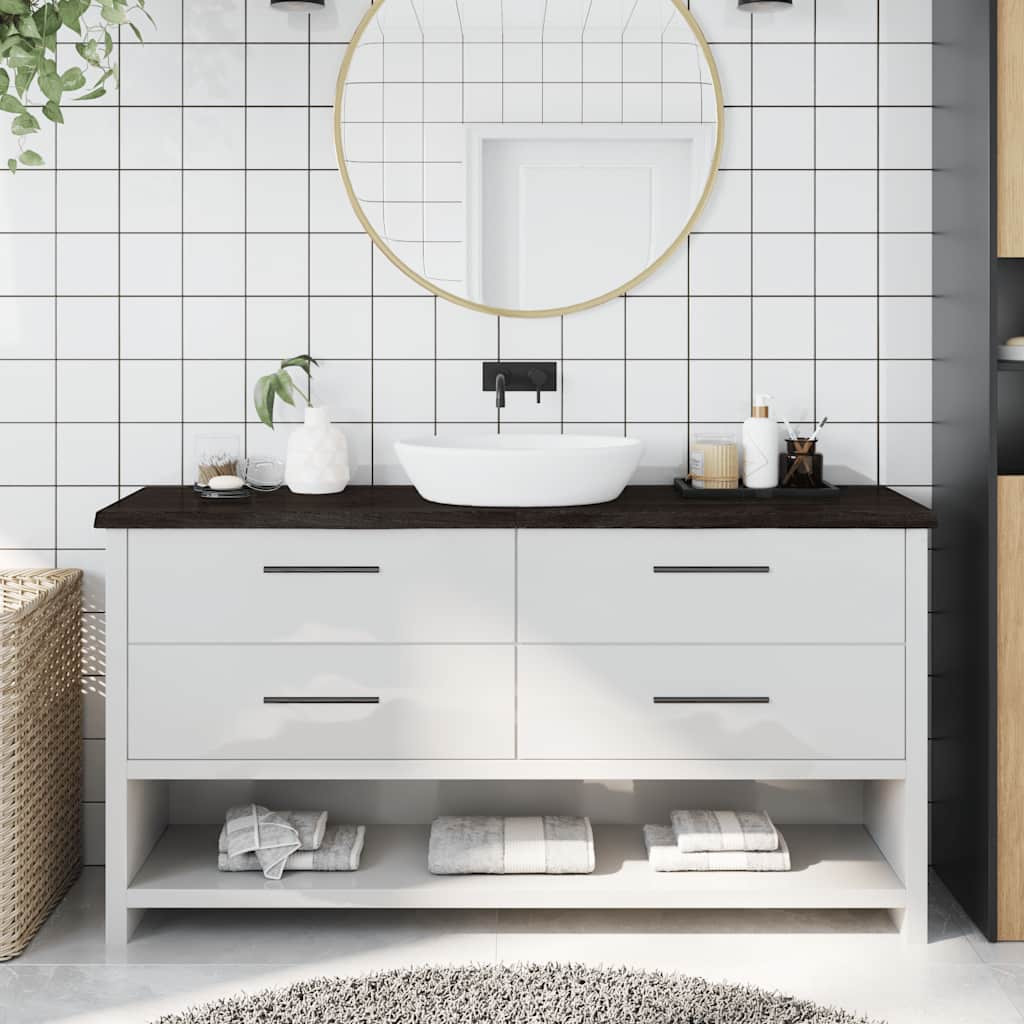 vidaXL Waschtischplatte Dunkelbraun 160x40x(2-4)cm Massivholz