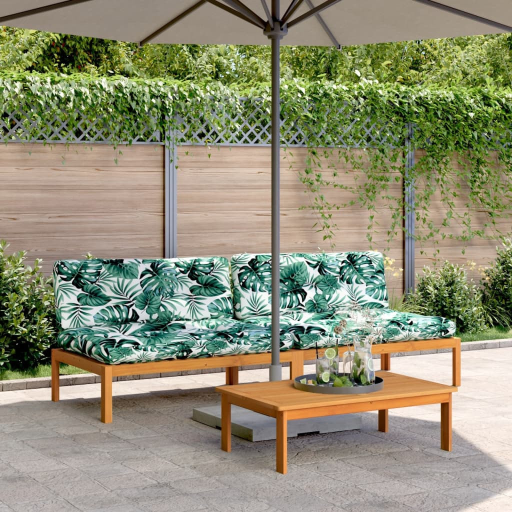 vidaXL Garten-Mittelsofas aus Paletten mit Kissen 2 Stk. Akazienholz