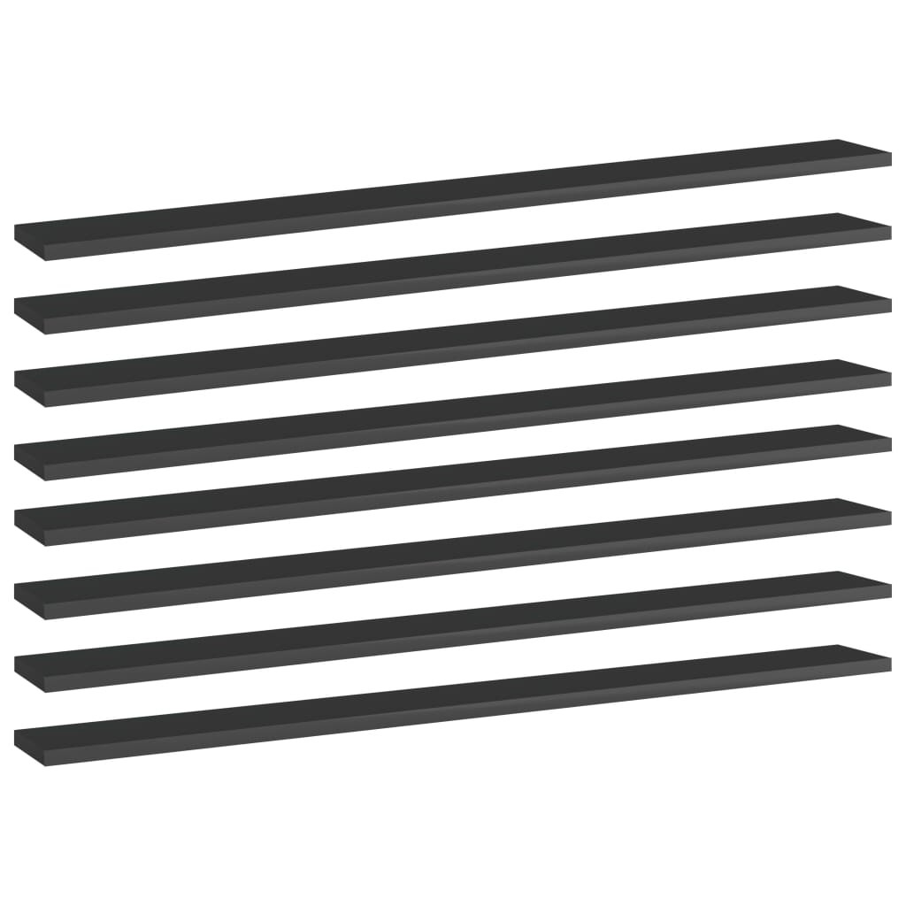 vidaXL Bücherregal-Bretter 8 Stk. Hochglanz-Schwarz 100x10x1,5 cm