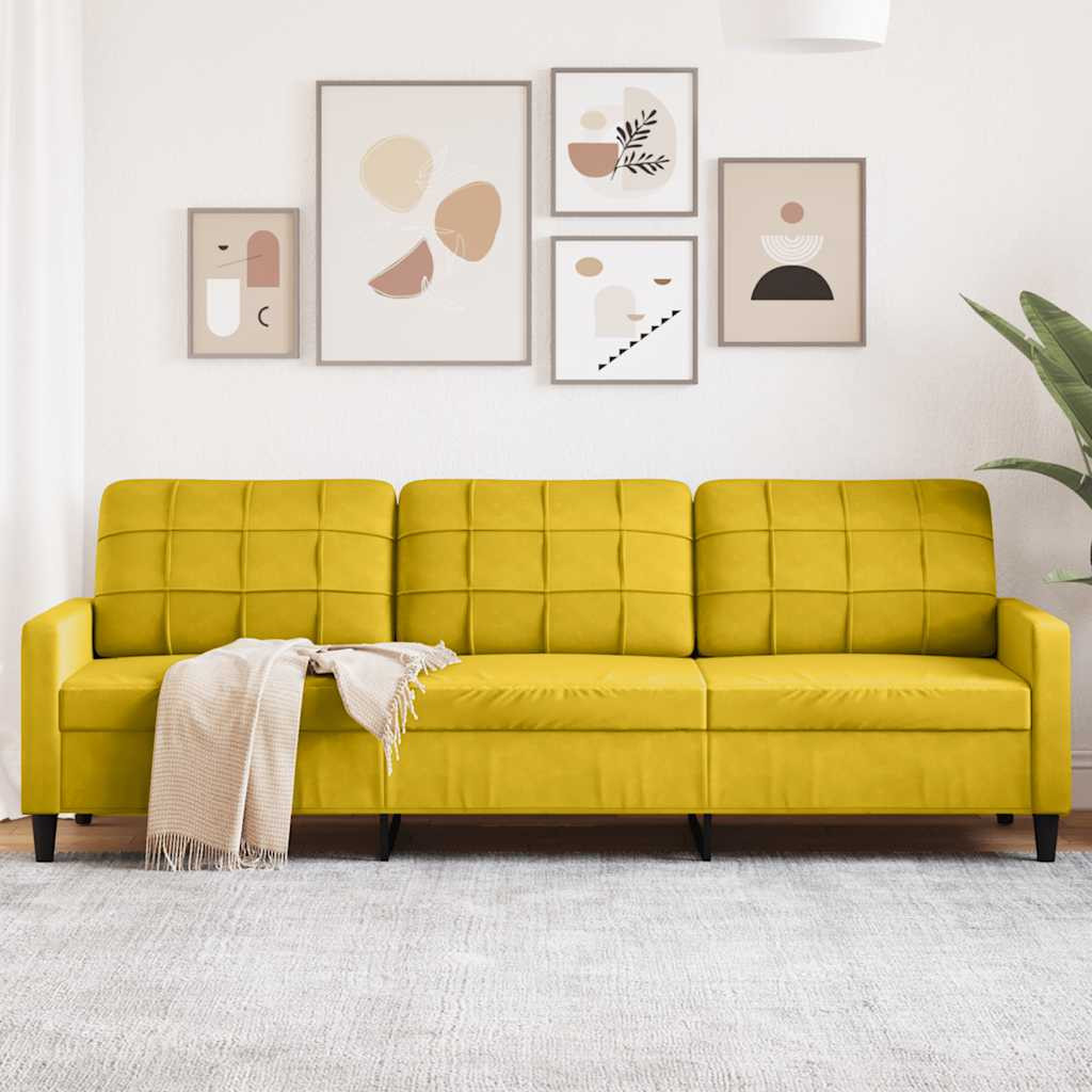 vidaXL 3-Sitzer-Sofa Gelb 210 cm Samt