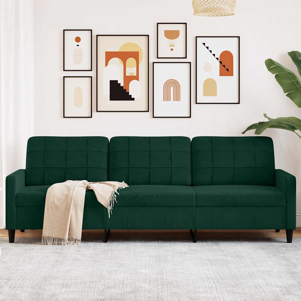 vidaXL 3-Sitzer-Sofa Dunkelgrün 210 cm Samt
