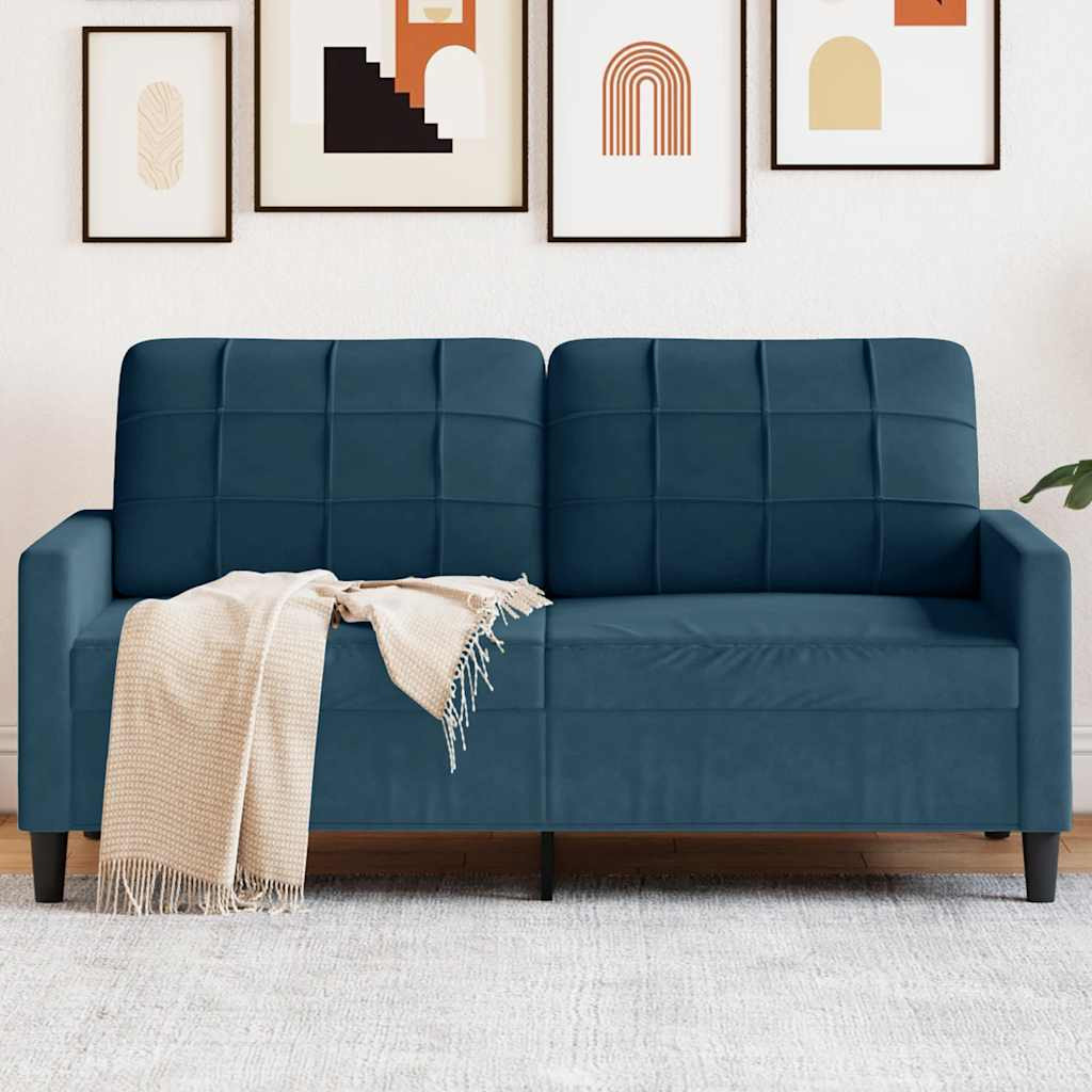 vidaXL 2-Sitzer-Sofa Blau 140 cm Samt