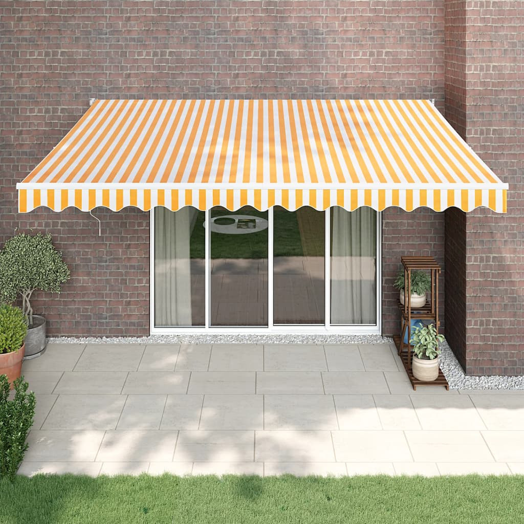 vidaXL Markise Einziehbar Gelb und Weiß 4,5x3 m Stoff und Aluminium