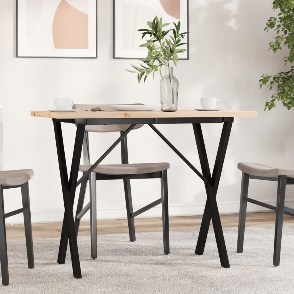 vidaXL Esstisch X-Gestell 100x50x75,5 cm Massivholz Kiefer & Stahl